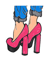 Quirky Womens Shoe Shop Illustration - Lisa Bailey